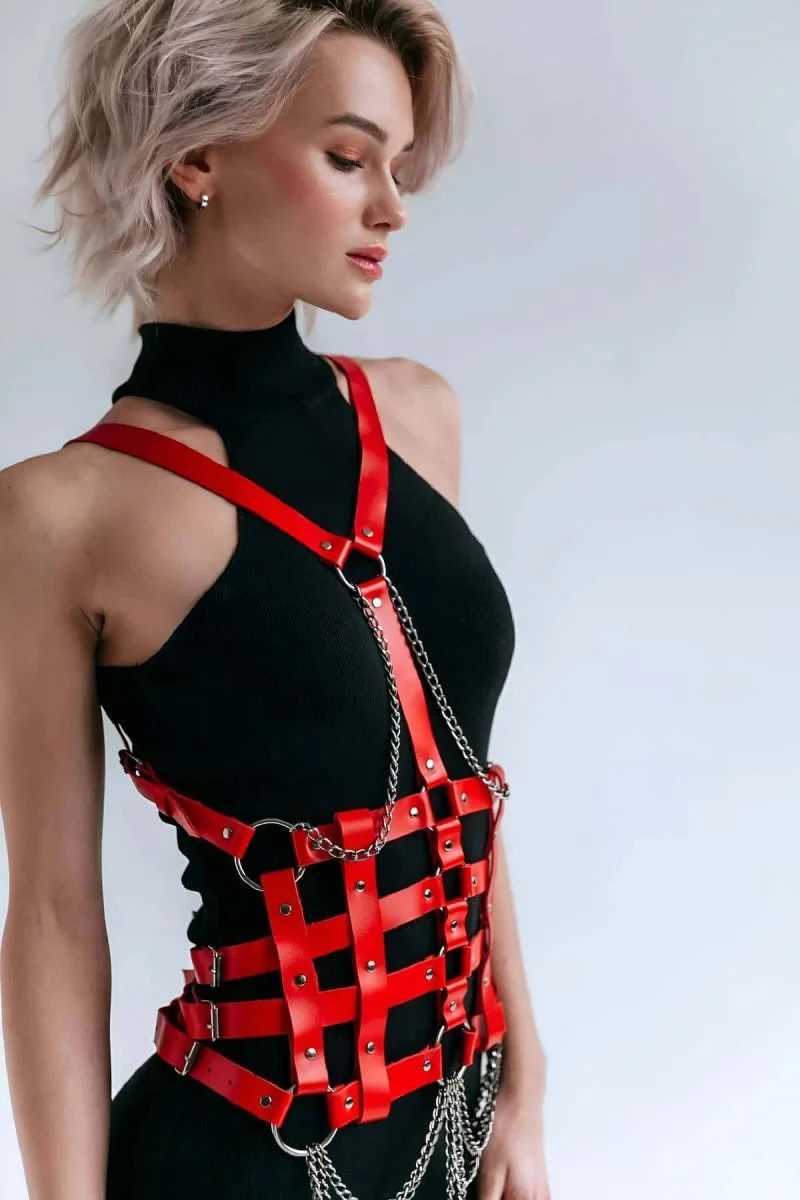 Elbise Üzeri Deri Kemer, Deri Elbise Kemeri, Deri Korse Harness - Brf1072
