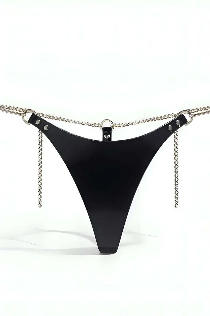 Beli Zincirli Deri Tanga Harness, Deri Fantazi Tanga - Brf1157