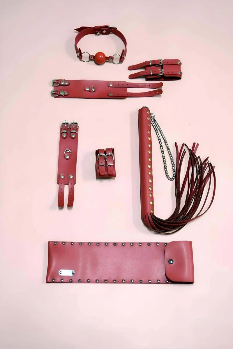 Kırbaç Kelepçe Takım 4'lü Set, El - Ayak Kelepçesi, Kırbaç, Ağız Topu - Brf1306