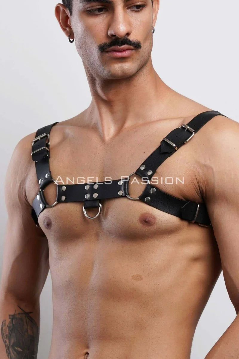 Erkek  Bulldog Harness, Deri Göğüs Aksesuar, Deri Erkek  Fantazi Giyim - Brfm149