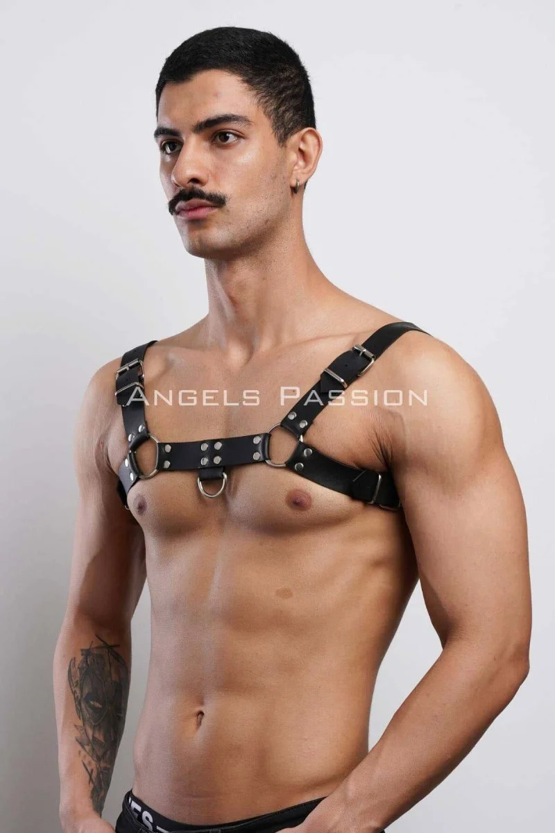 Erkek  Bulldog Harness, Deri Göğüs Aksesuar, Deri Erkek  Fantazi Giyim - Brfm149