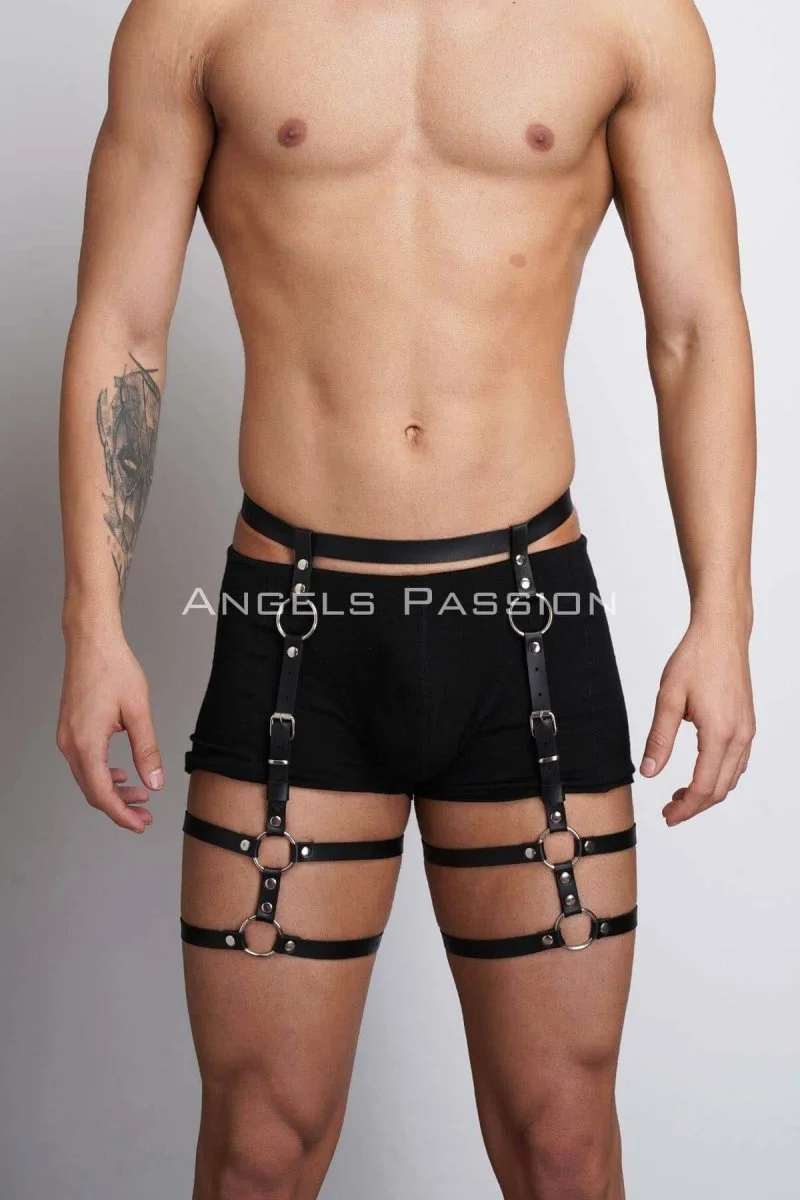 Deri Erkek  Bacak Harness, Erkek  Kot Üzeri Aksesuar - Brfm165