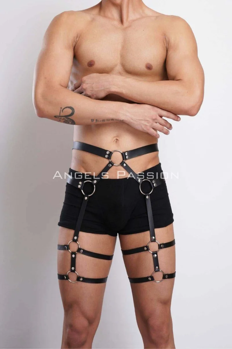 Deri Erkek  Bacak Harness, Erkek  Jartiyer, Erkek  Fantezi Aksesuar - Brfm167