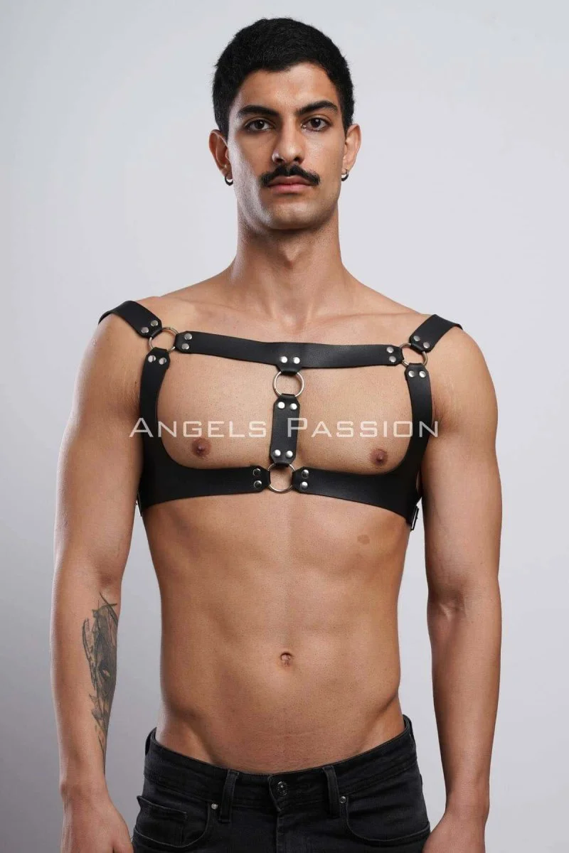Erkek  Parti Aksesuar, Clubwear, Deri Göğüs Harness, Erkek  Fantezi Giyim - Brfm116