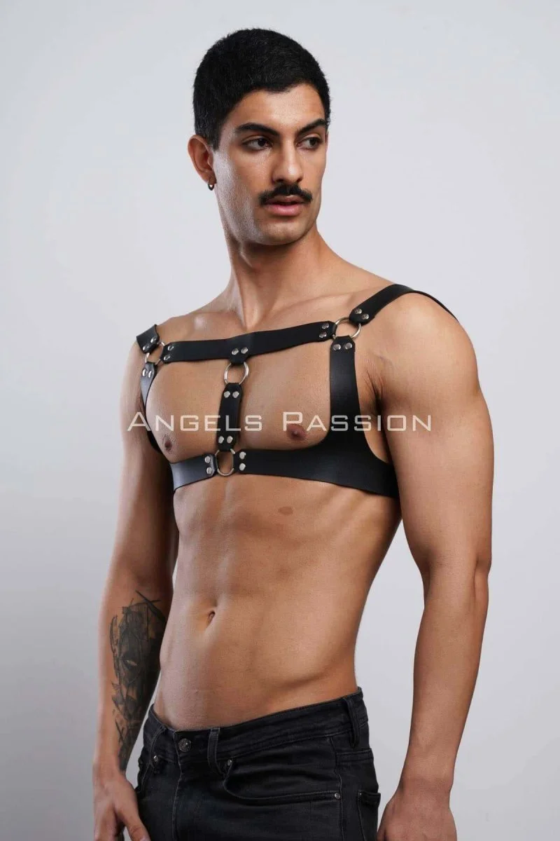 Erkek  Parti Aksesuar, Clubwear, Deri Göğüs Harness, Erkek  Fantezi Giyim - Brfm116