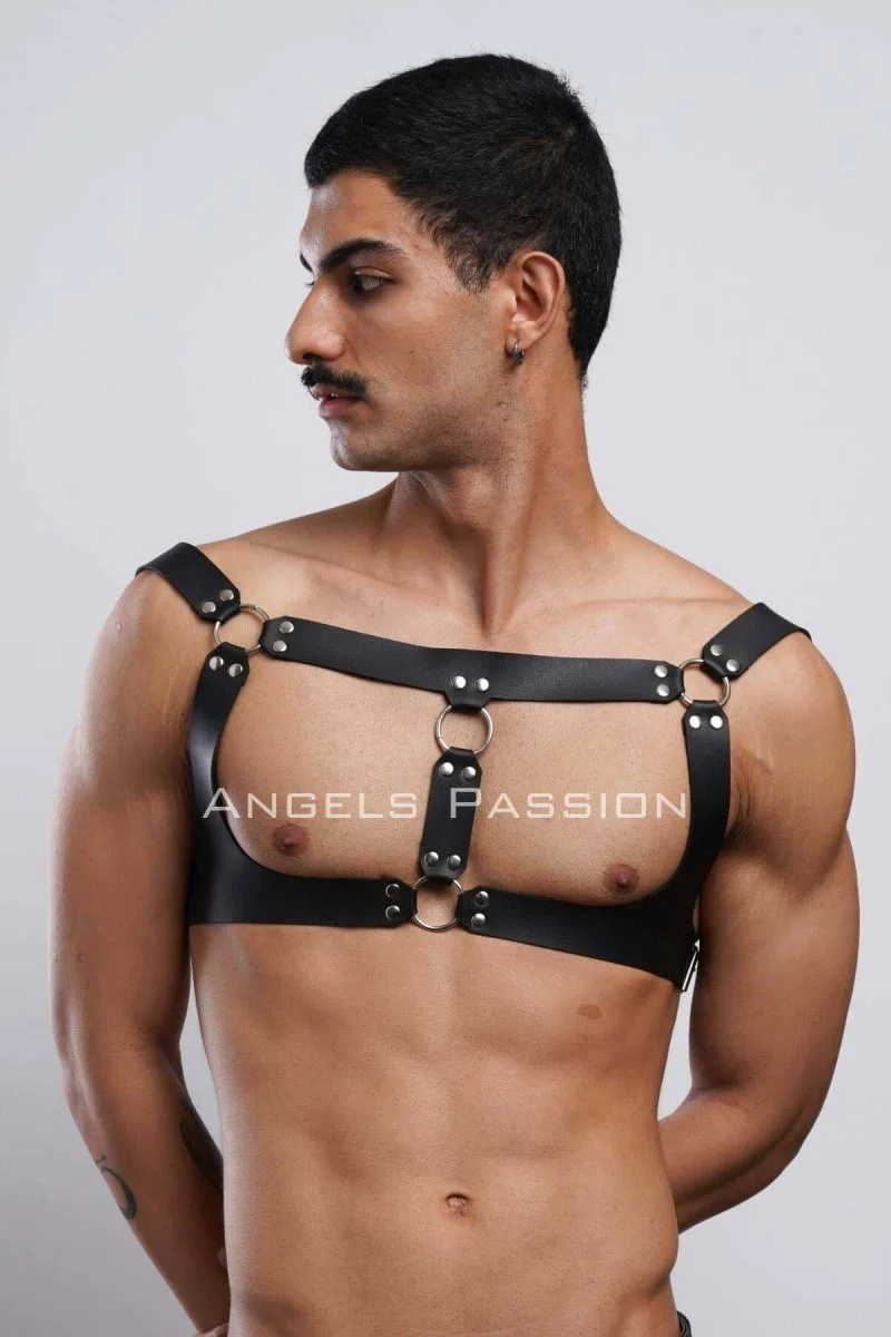Erkek  Parti Aksesuar, Clubwear, Deri Göğüs Harness, Erkek  Fantezi Giyim - Brfm116