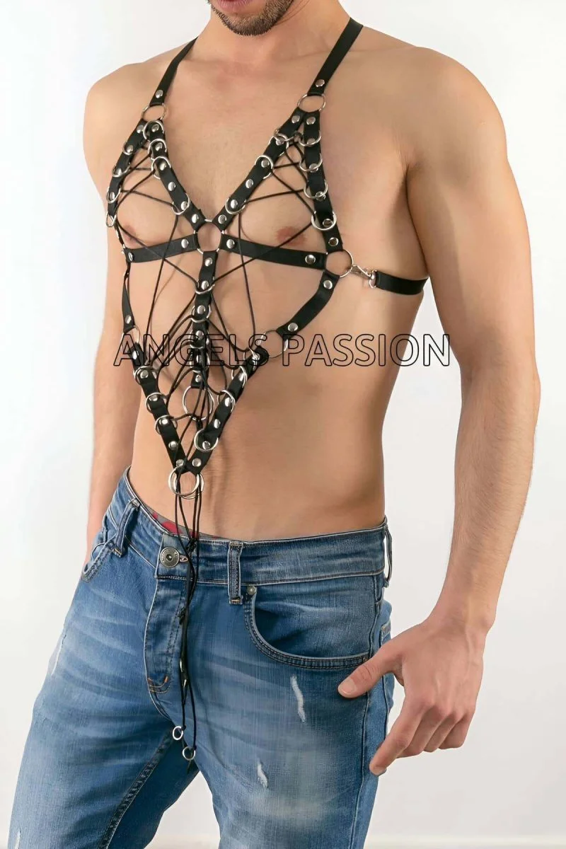 Göğüs Üzeri Lastik Harness - Seksi Erkek  Lastik Harness Modelleri - Lastik Gay İç Giyim - Brfm70