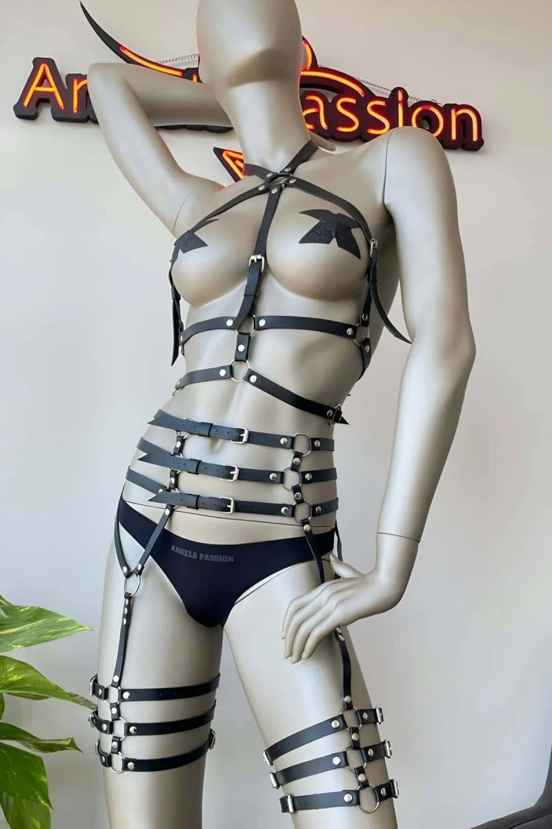 Fantazi Deri İç Giyim Jartiyer Harness - Brf524