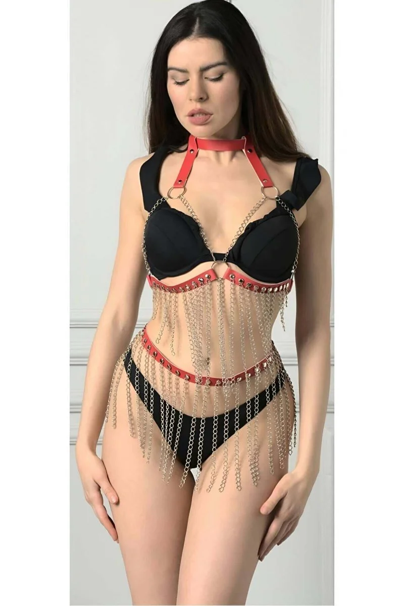 Zincirli Göğüs Ve Etek Harness Takım - Brf504
