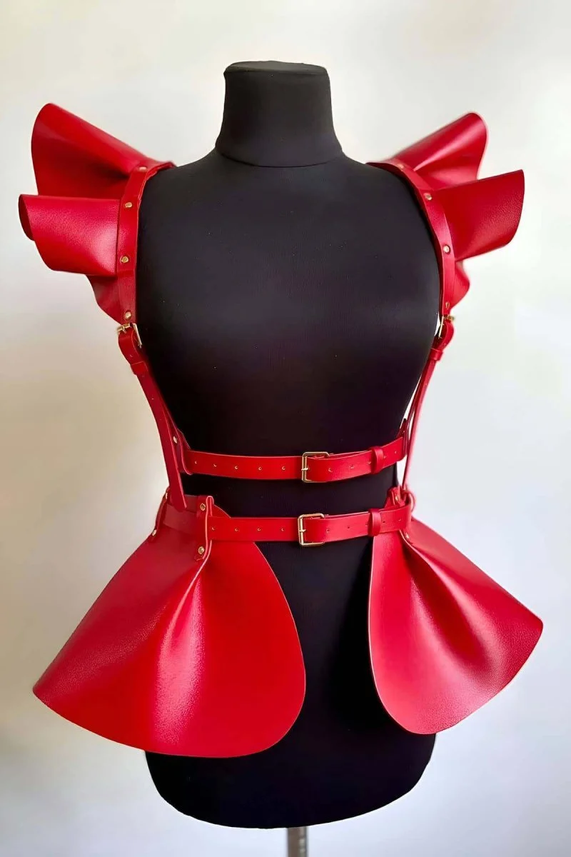 Deri Elbise Harness, Şık Mini Deri Elbise, Prenses Deri Elbise - Brf1001