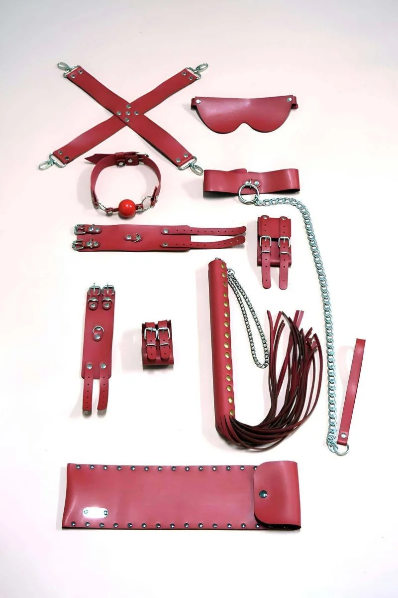 Kırbaç Kelepçe Set, 7'li Takım, Ayak - El Kelepçesi, Maske, Ağız Topu - Brf1311