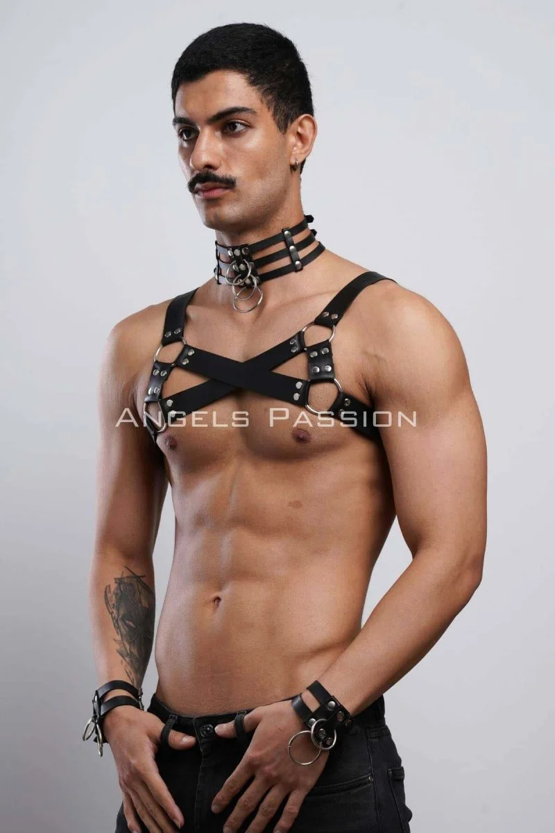 Gay Fantazi Giyim, Erkek  Partywear, Tecnowear, Erkek  Göğüs Harness- Brfm55