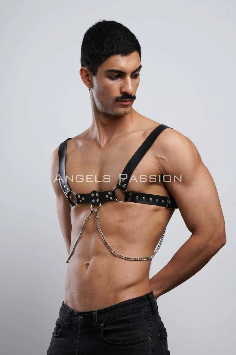 Erkek  Gömlek Kemeri, Zincirli Göğüs Harness, Partywear, Clubwear - Brfm109