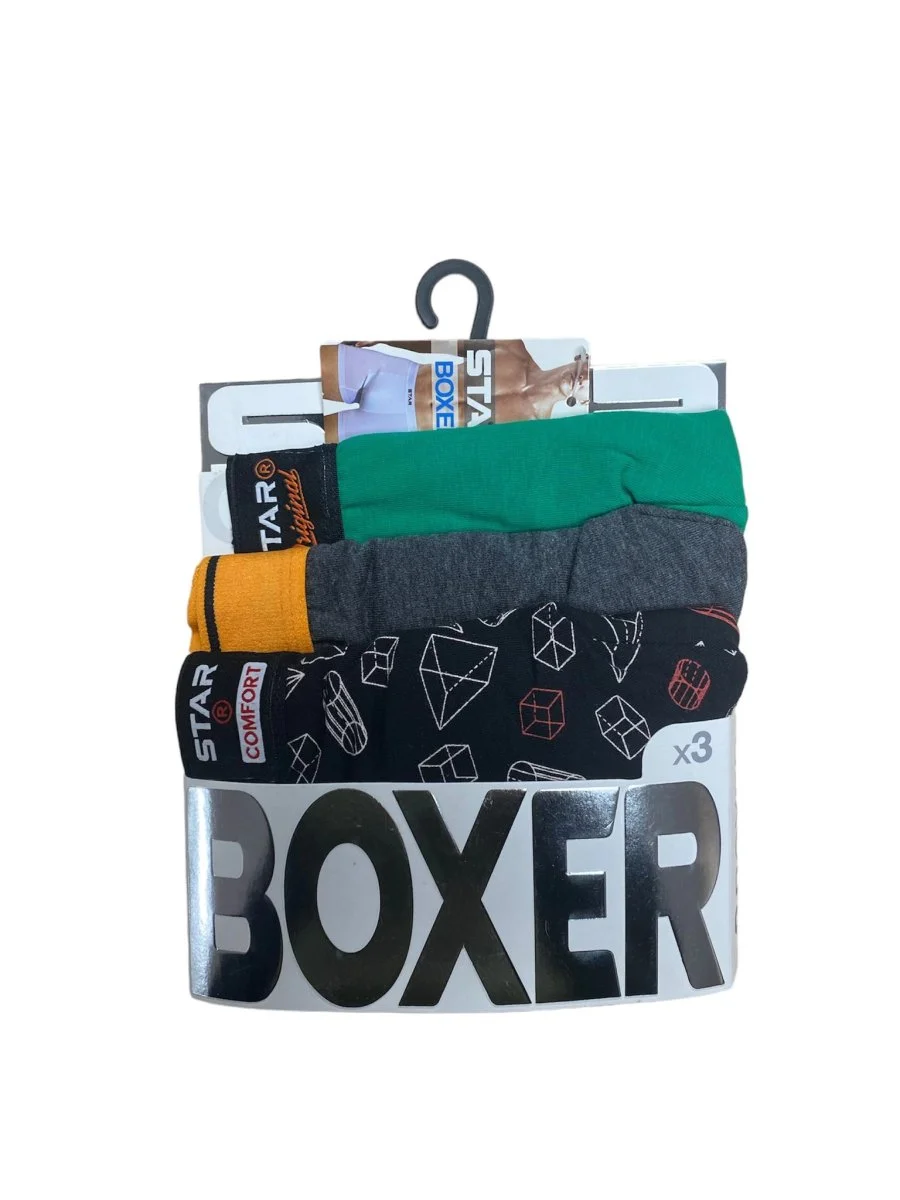Star 105 Desenli Jakar Erkek  3'lü Kemer Boxer