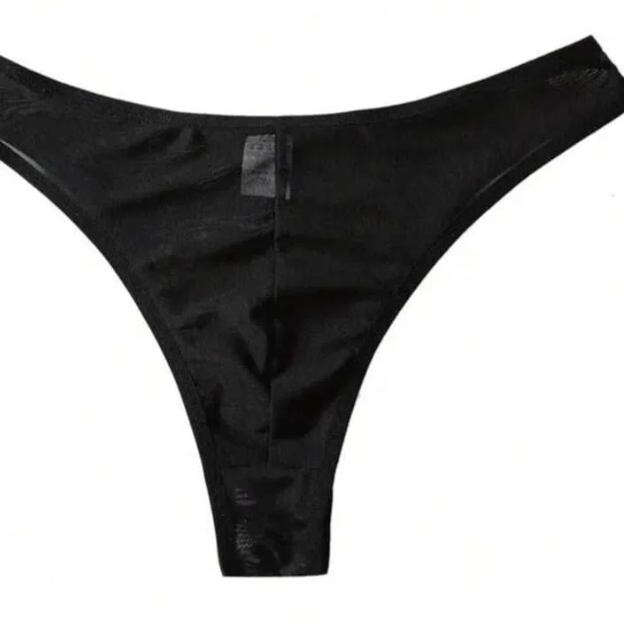 Erkek  Biyeli Siyah Transparan Brazillian Slip