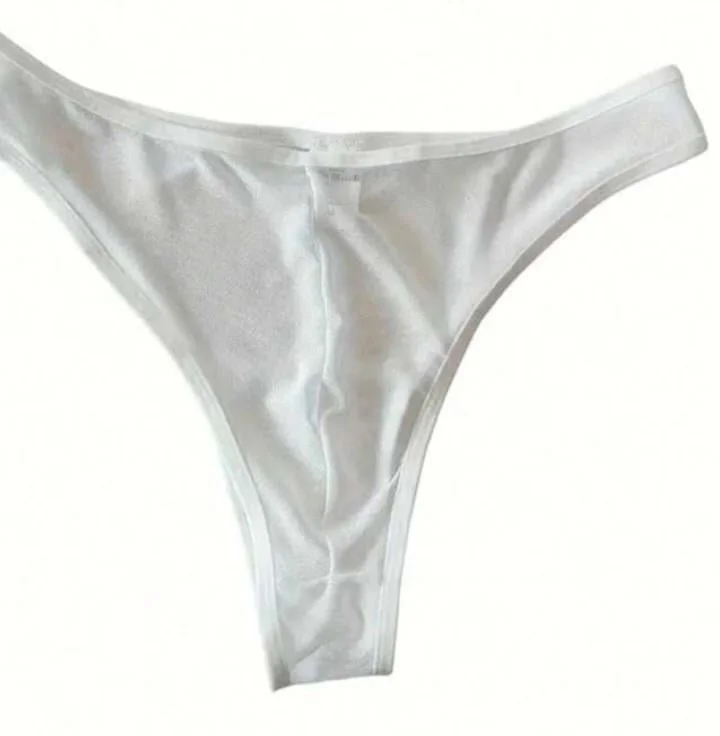 Erkek  Biyeli Beyaz Transparan Brazillian Slip