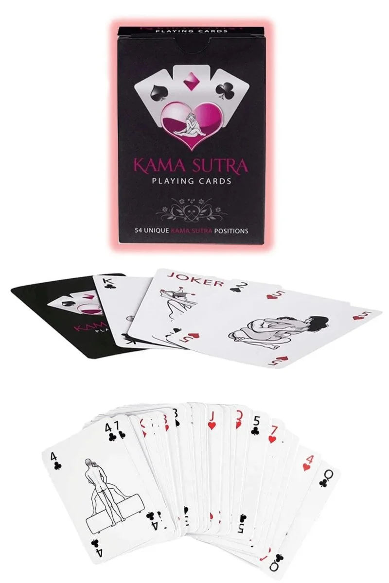 Sexy Görselli Oyun Kartı Kama Sutra Siyah Ağız Topu Maske Set