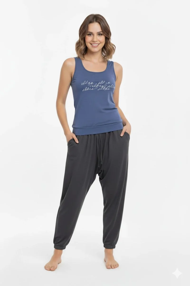 Bayan Yazlık Poly Şalvarlı Pijama 21519