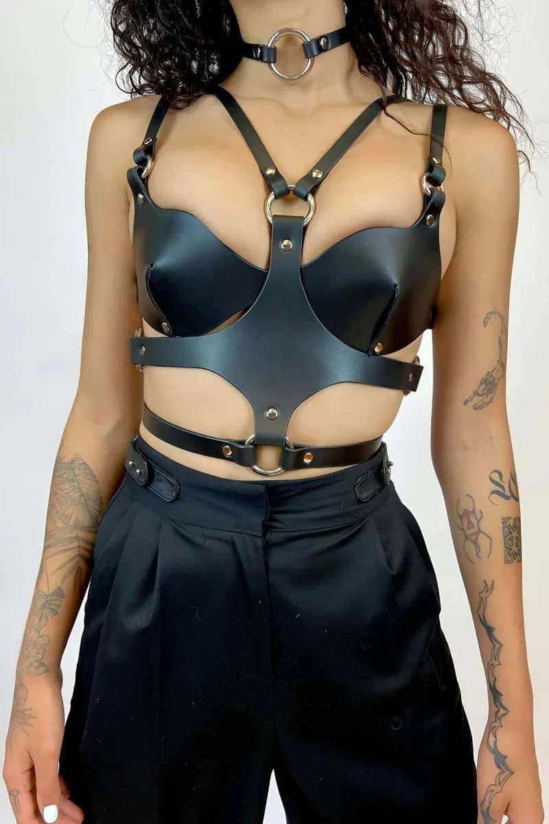 Deri Sütyen, Choker Ve Göğüs Harness, Tarz Festival Giyim Ürünleri - Brf1296