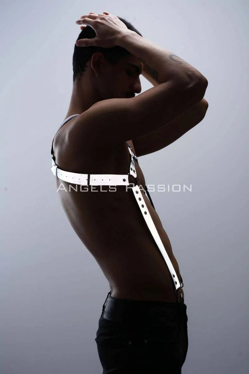 Reflektörlü (karanlıkta Parlayan) Erkek  Göğüs Harness, Reflektörlü Pantolon Askısı, Clubwear - Brfm23