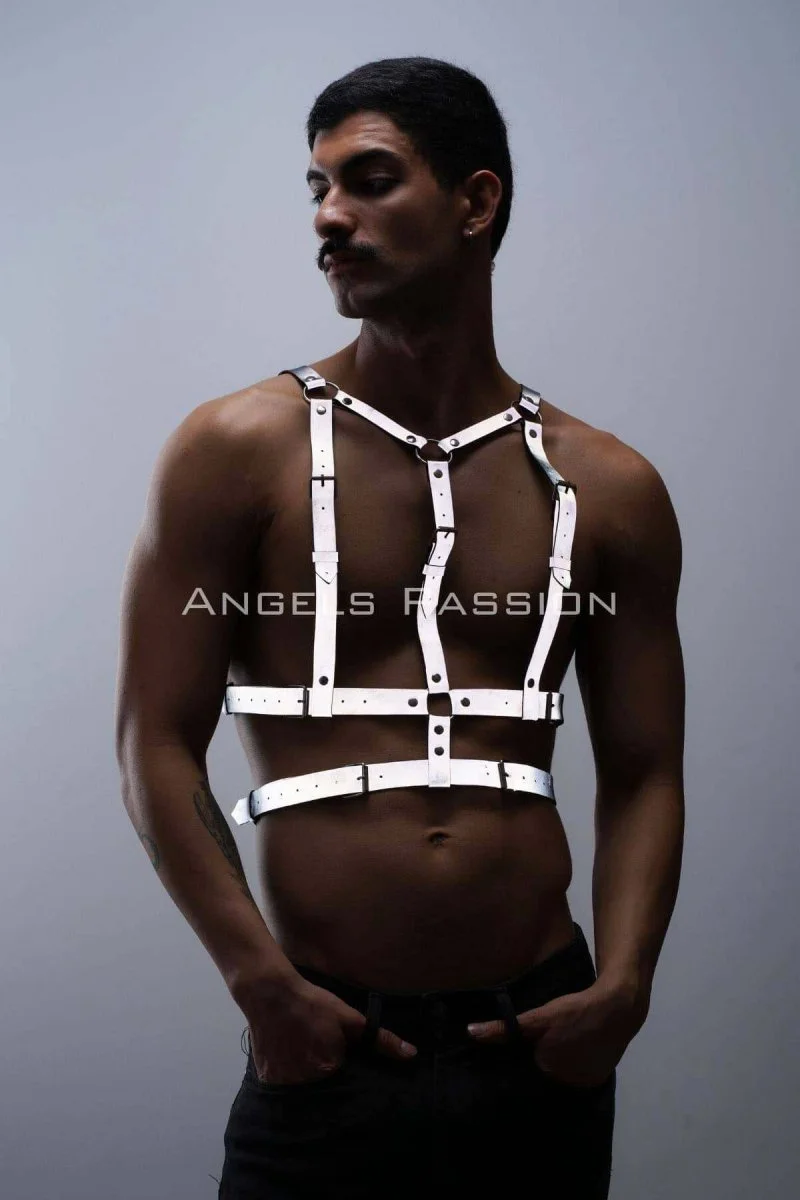 Reflektörlü (karanlıkta Parlayan) Göğüs Harness, Clubwear, Tarz Erkek  Vücut Aksesuar - Brfm40