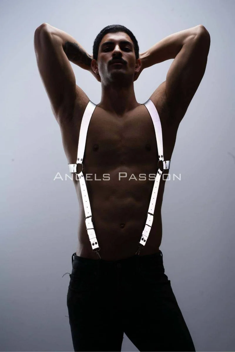 Reflektörlü (karanlıkta Parlayan) Göğüs Harness, Erkek  Pantolon Askısı, Reflektörlü Clubwear - Brfm160