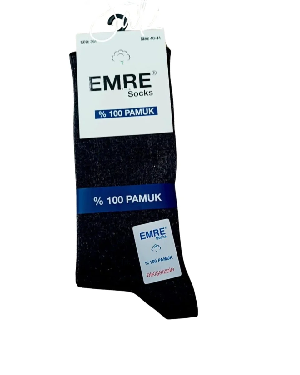 Emre Erkek  Dikişsiz Çorap 100% Pamuk - 6 Adet