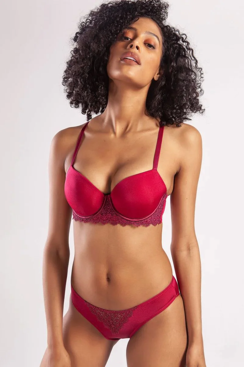 Garland Big Size Plunge Bra, Şarap Rengi Konforlu Ve Şık Sütyen