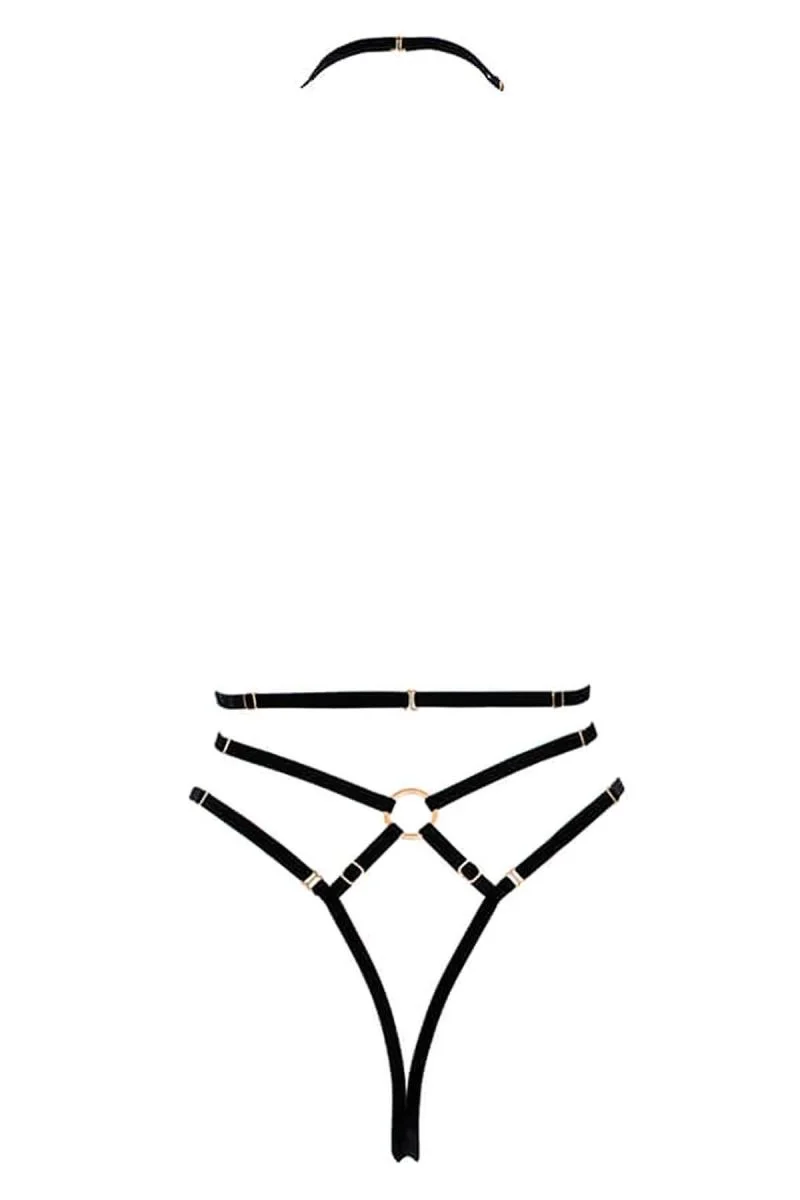 Göğüs Detaylı Fantezi Siyah Harness