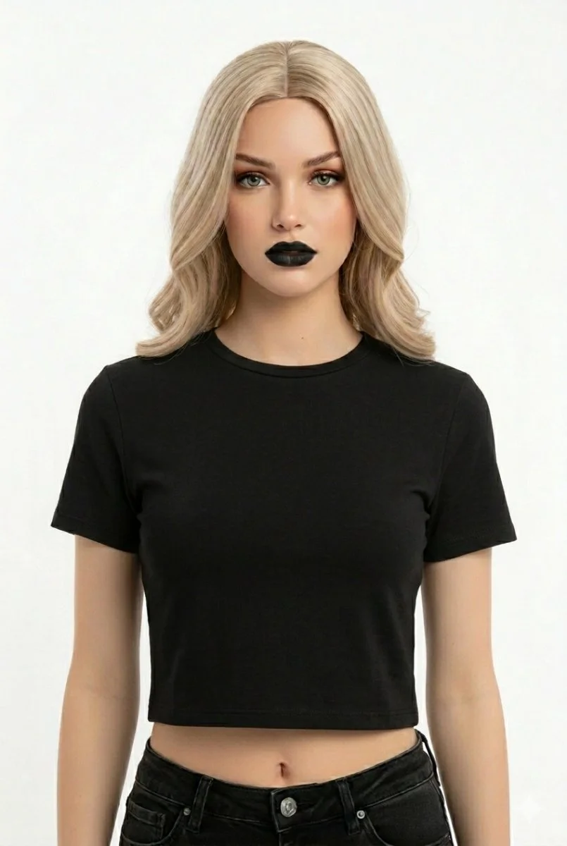 Crop Kısakollu Body Siyah Renk