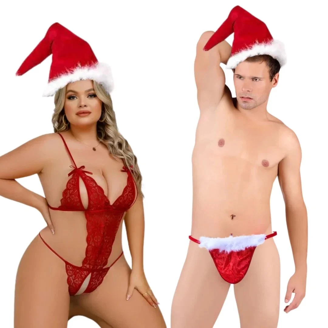 Büyük Beden Seksi Erkek Ve Kadın Yılbaşı Seti