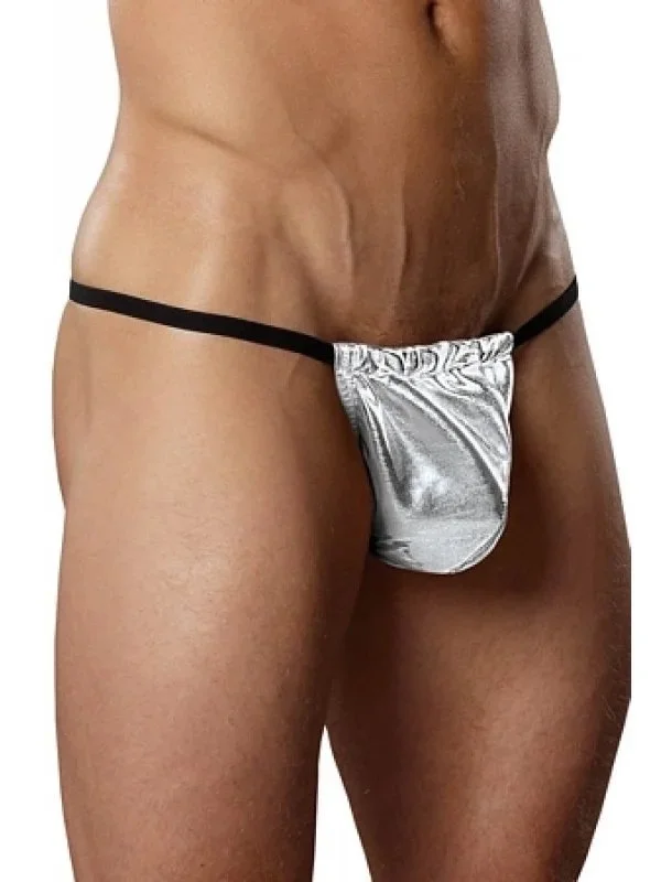 Fantazi Gümüş Renk Lame Erkek String-tanga