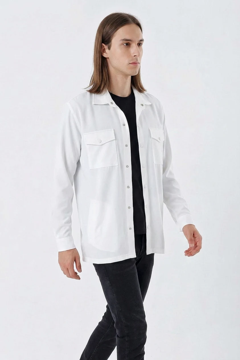 Erkek Oversize Beyaz Gömlek