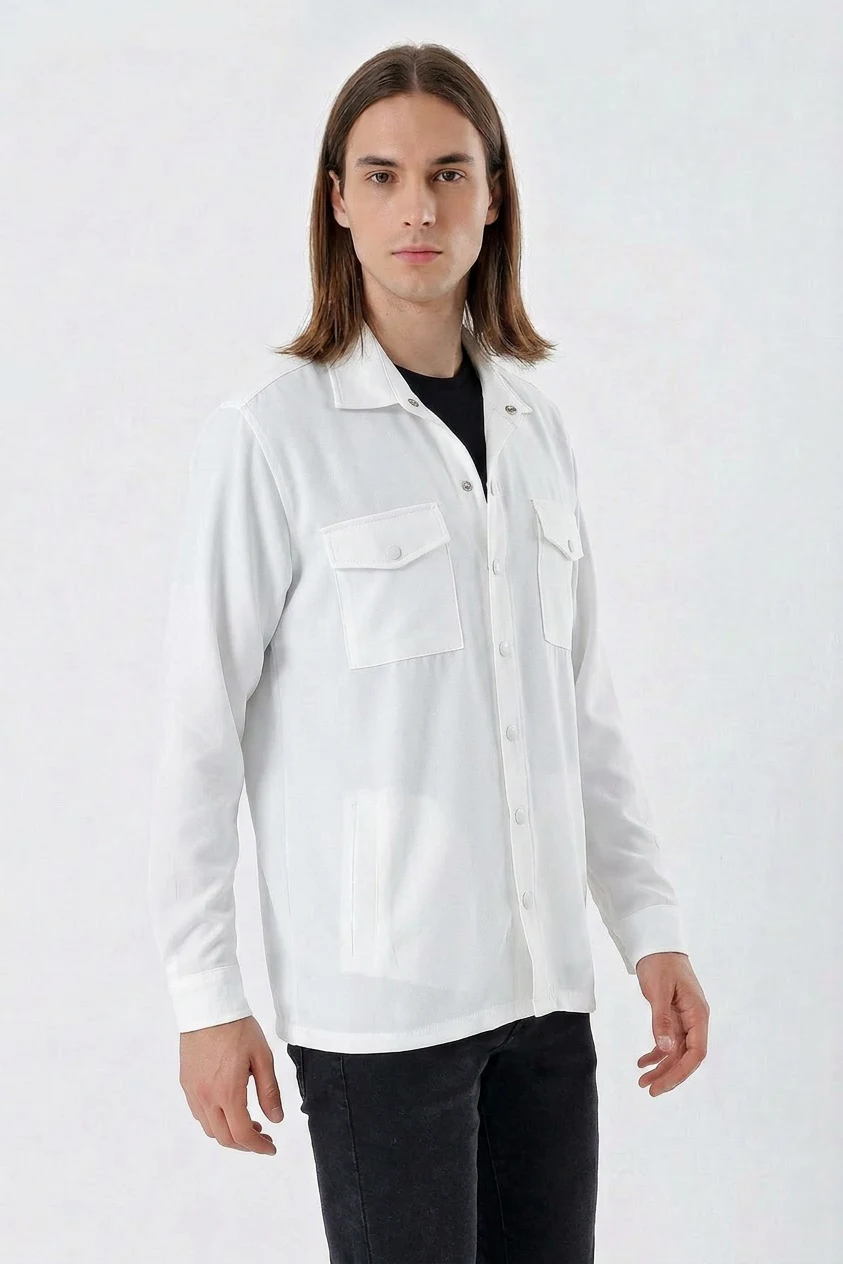 Erkek Oversize Beyaz Gömlek