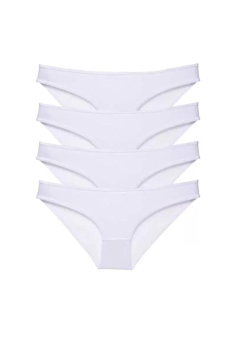 4 Adet Süper Eko Set Likralı Kadın Slip Külot Beyaz