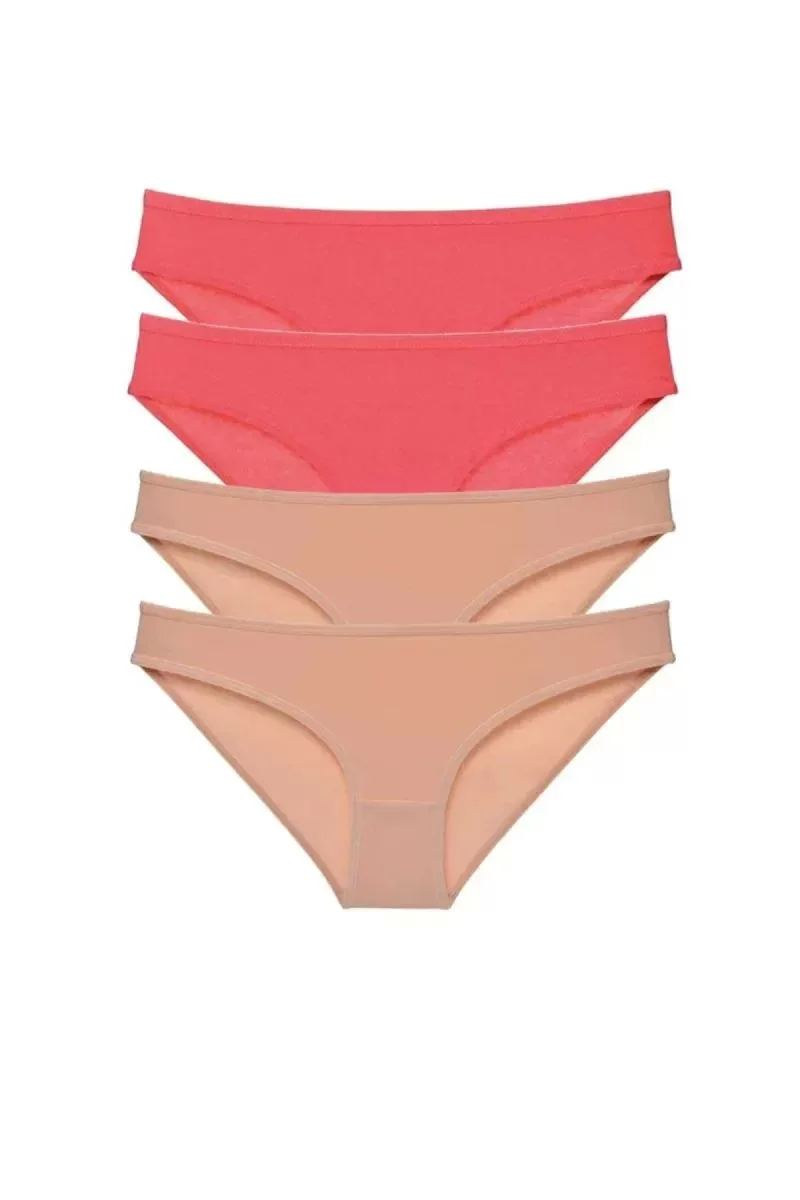 4 Adet Süper Eko Set Likralı Kadın Slip Külot Fuşya Ten