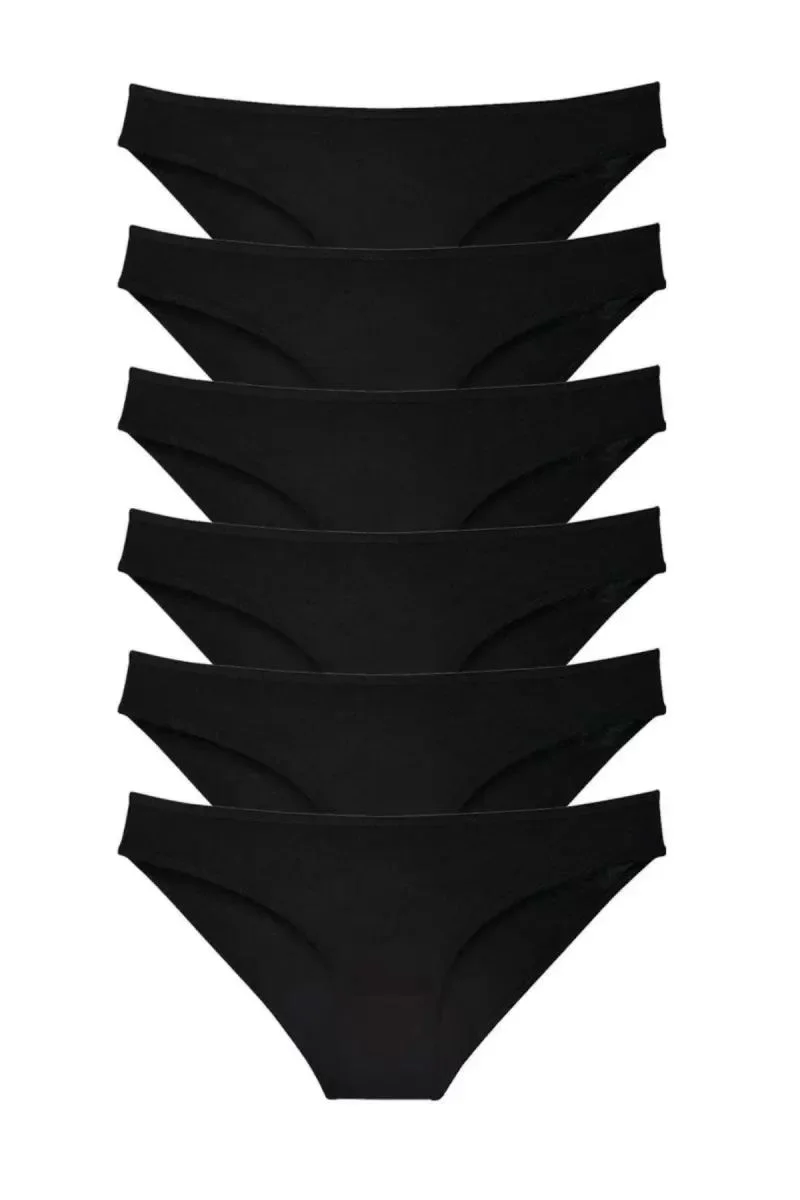 6 Adet Süper Eko Set Likralı Kadın Slip Külot Siyah