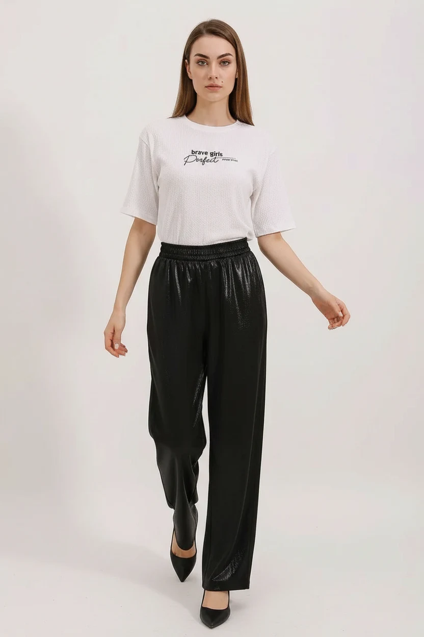 Kadın Oversize Baskılı Beyaz Tişört