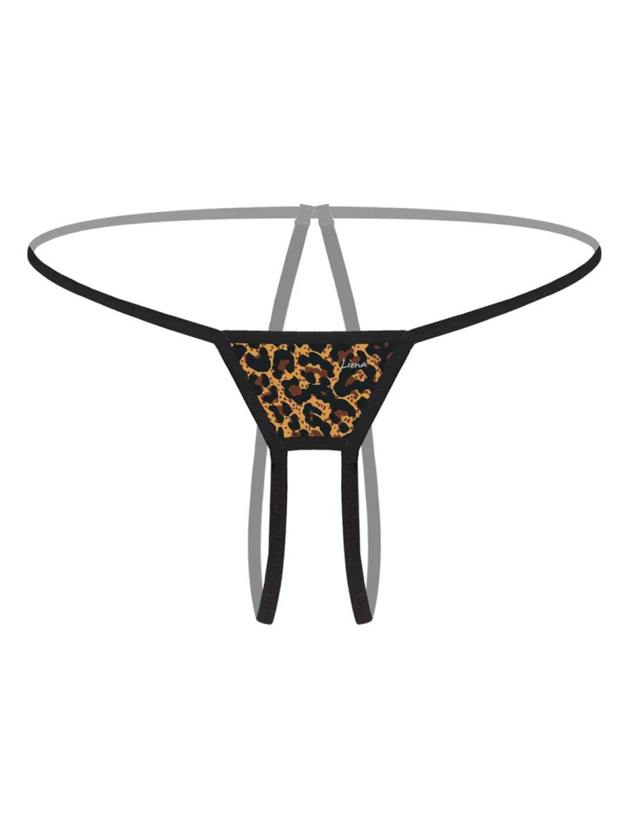 Ağı Açık Büyük Beden Leopar Desenli Fantezi G String