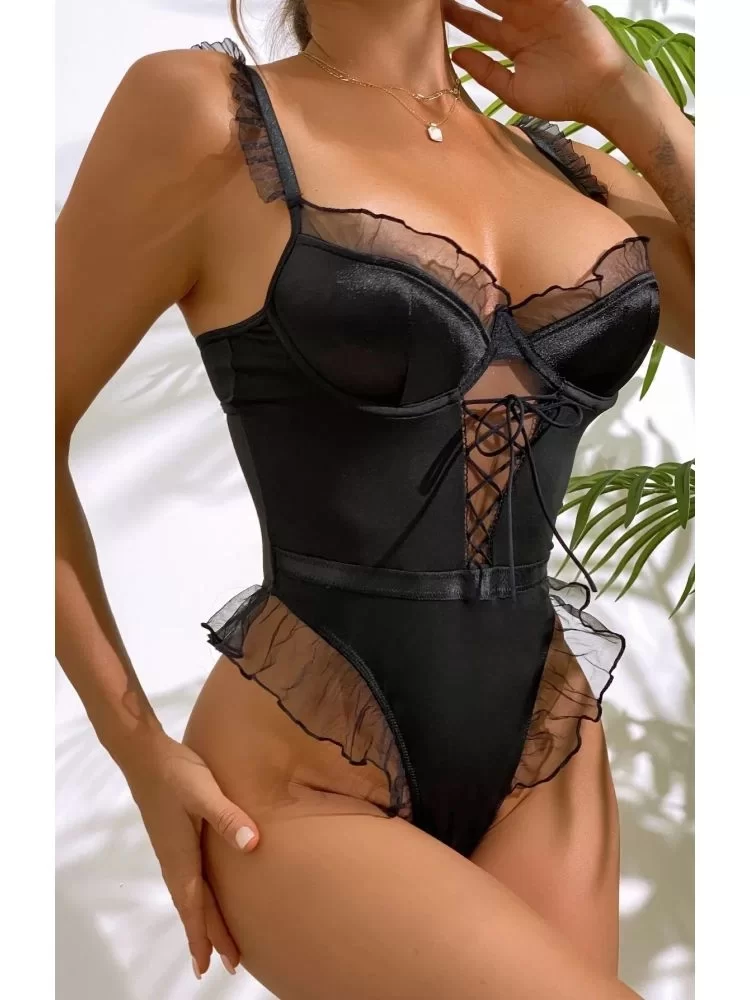 For Dreams 8417 Fantazi Tül Detaylı Bodysuit