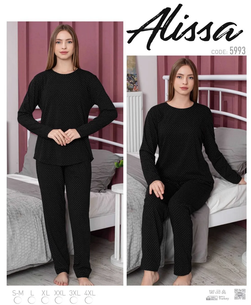 Alissa 5993 Kadın Puanlı Uzun Kol Pijama Takımı