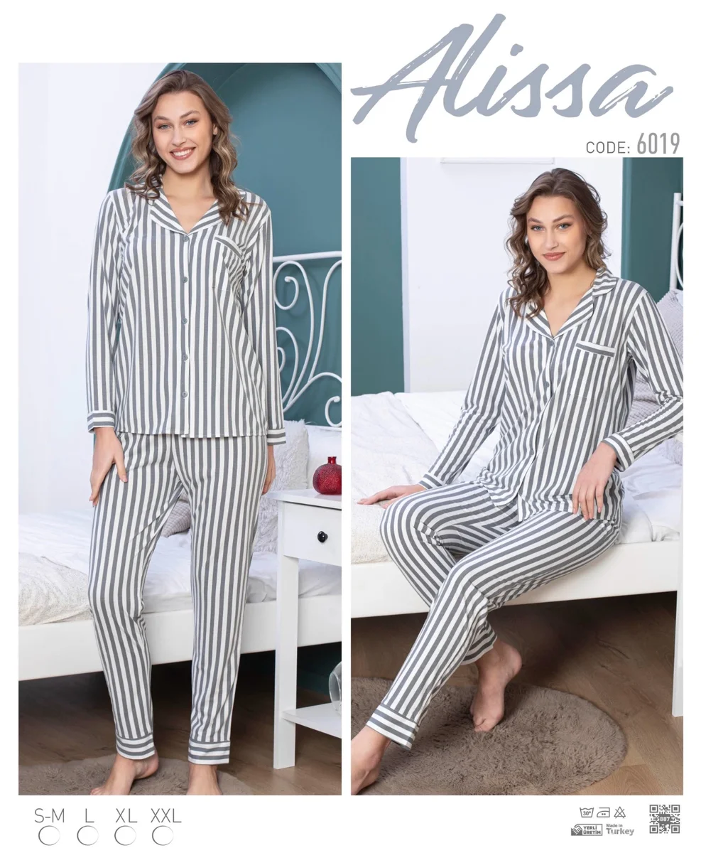 Alissa 6019 Kadın Uzun Kol Pijama Takımı