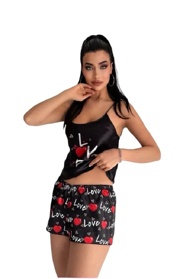 Victoria Secret 7031 Kısa Saten İkili Şort Takım