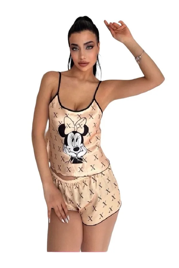 Victoria Secret 7019  Kısa Saten İkili Şort Takım