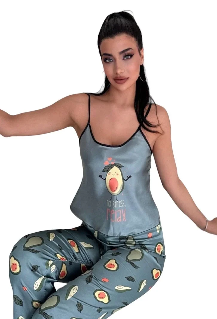 Victoria Secret 8009 Kadın Saten Askılı Pijama Takım