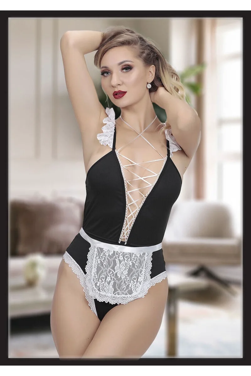 Kadın Seksi Babydoll Hizmetçi Costplay Fantezi Kostüm