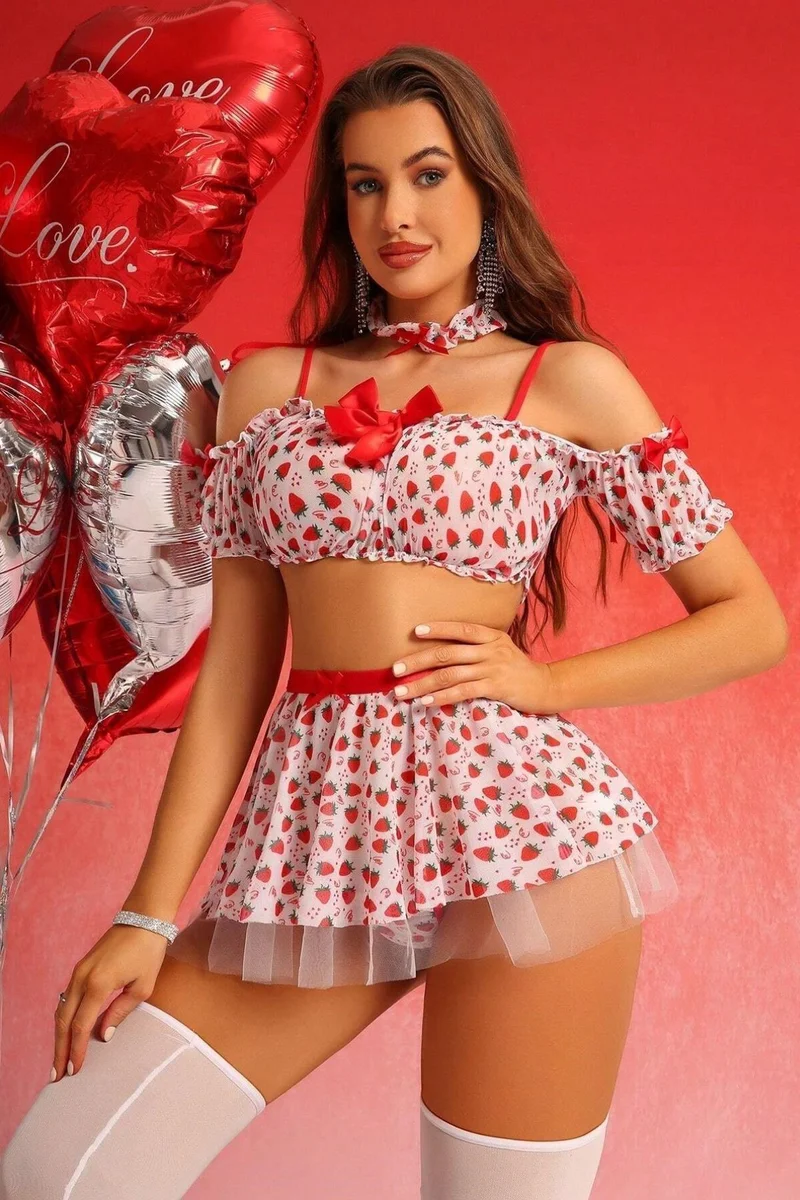Kırmızı Çilek Prensesi Gecelik Set 68616