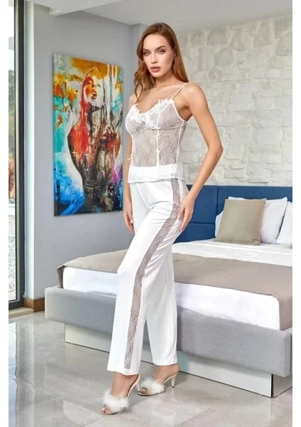 Aqua 24584 Dantel Detay Sabahlıklı 3'lü Pijama Takımı