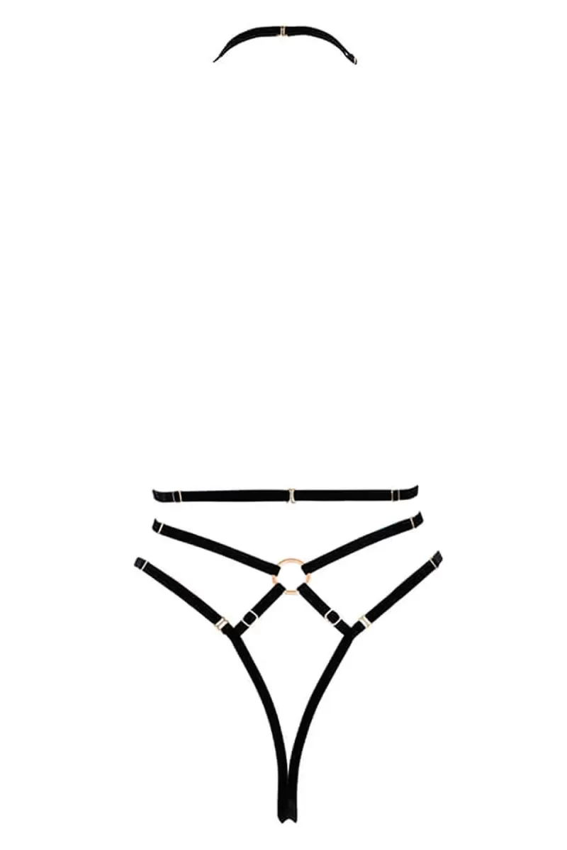 Göğüs Detaylı Fantezi Siyah Harness