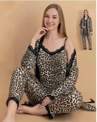 Stil Moda 6066 Kadın Askılı Sabahlıklı Pijama Takımı